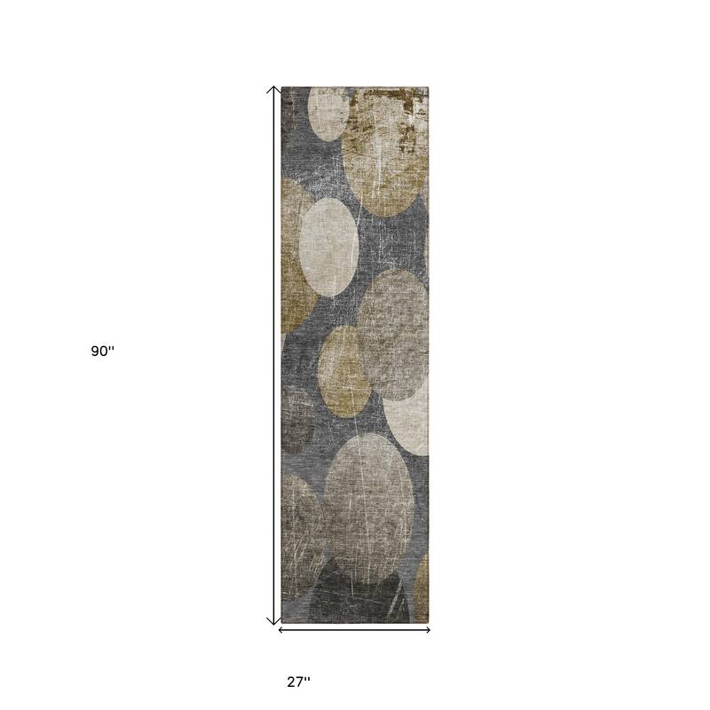 Vana Modern Art-Inspired Weather Resistant Blended Style Runner Outdoor Rug