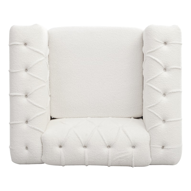 38.98" Buttons Tufted Accent Chair with Birch Legs