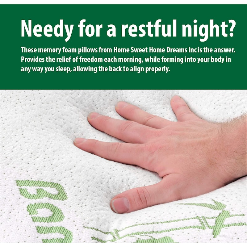 Home Sweet Home Hypoallergenic Memory-Foam Rayon from Bamboo Pillow