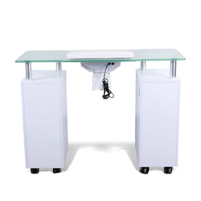Manicure Table GLASGLOW WHITE Salon Nail Table Salon Furniture - N/A
