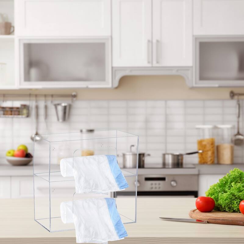 10.4" x 5.4" x 11" Trash Bag Dispenser Roll Holder Wall Mount for Garbage Bag - Transparent