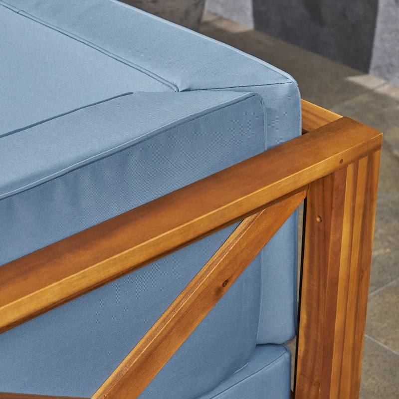Brava Acacia Wood Outdoor Sectional Sofa by Christopher Knight Home