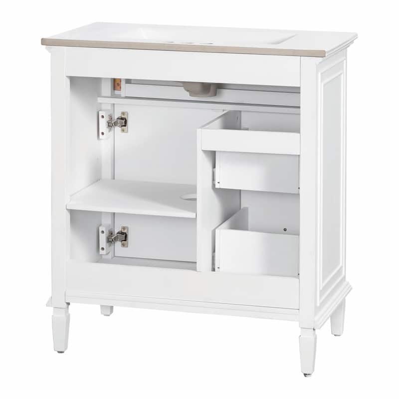 30 Inch Bathroom Vanity with Sink, Modern Vanity Cabinet with One Flip Drawer and Two Storage Drawers