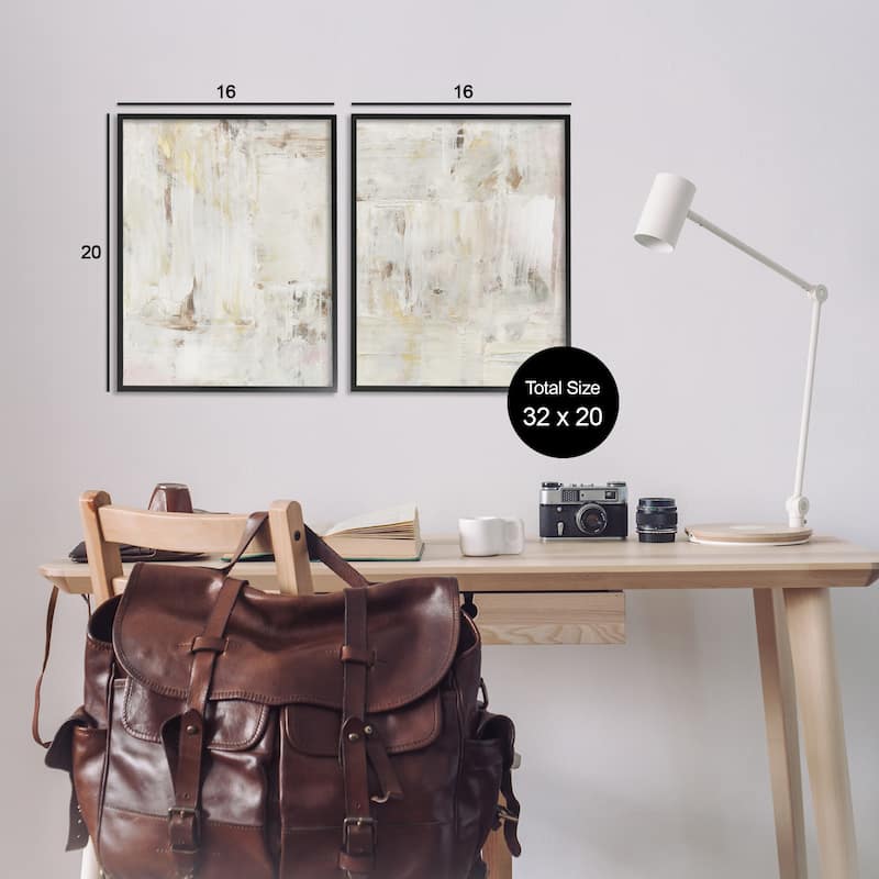 Stupell Contemporary Muted Abstracts Framed Giclee Art Design By Victoria Barnes (Set of 2)
