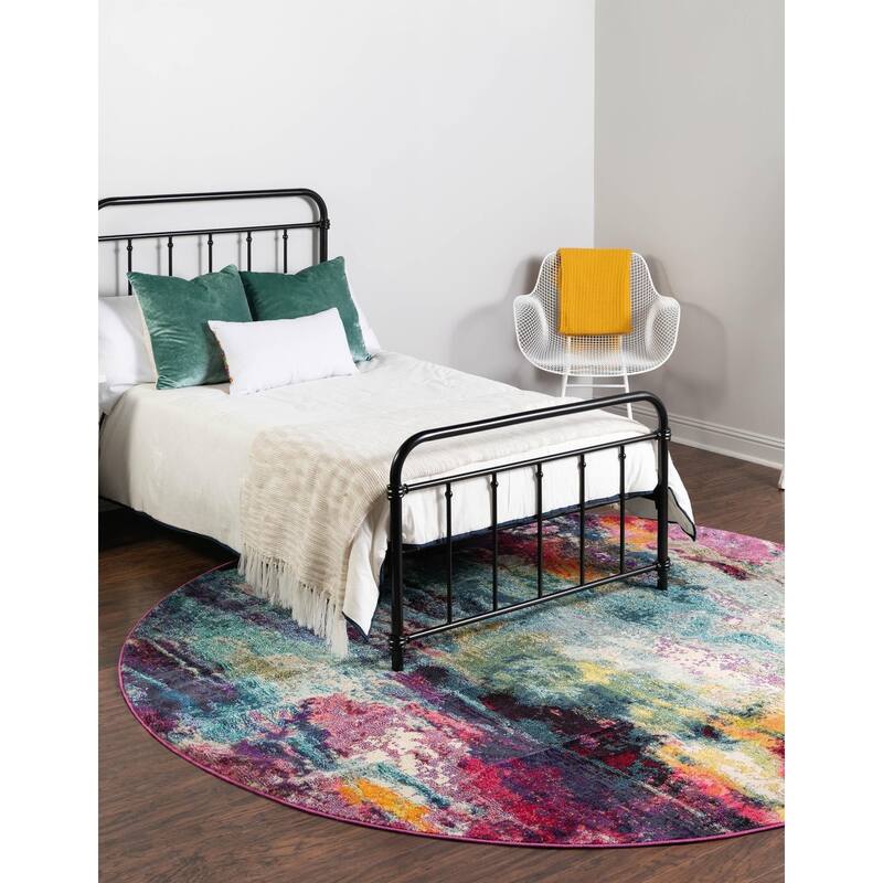 Contemporary Visby Collection Area Rug - Multi - 5'3" Round