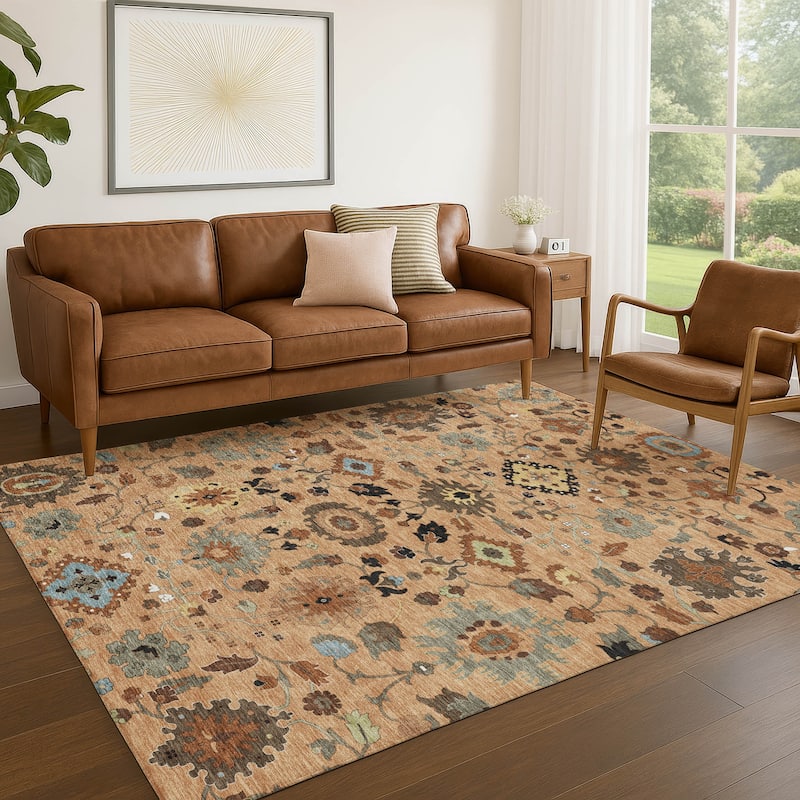 Machine Washable Indoor/ Outdoor Traditional Marci Chantille Rug