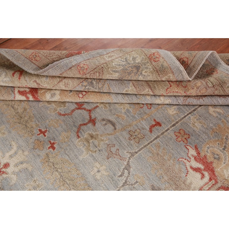 Hand Knotted Oriental 100% Wool Carpet Transitional All-Over Greys & Charcoal Oushak Area Rug - 9' 10'' X 8' 0''