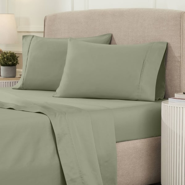 slide 2 of 12, Superior Egyptian Cotton 1200 Thread Count Eco-Friendly Solid Sheet Set Full - Sage