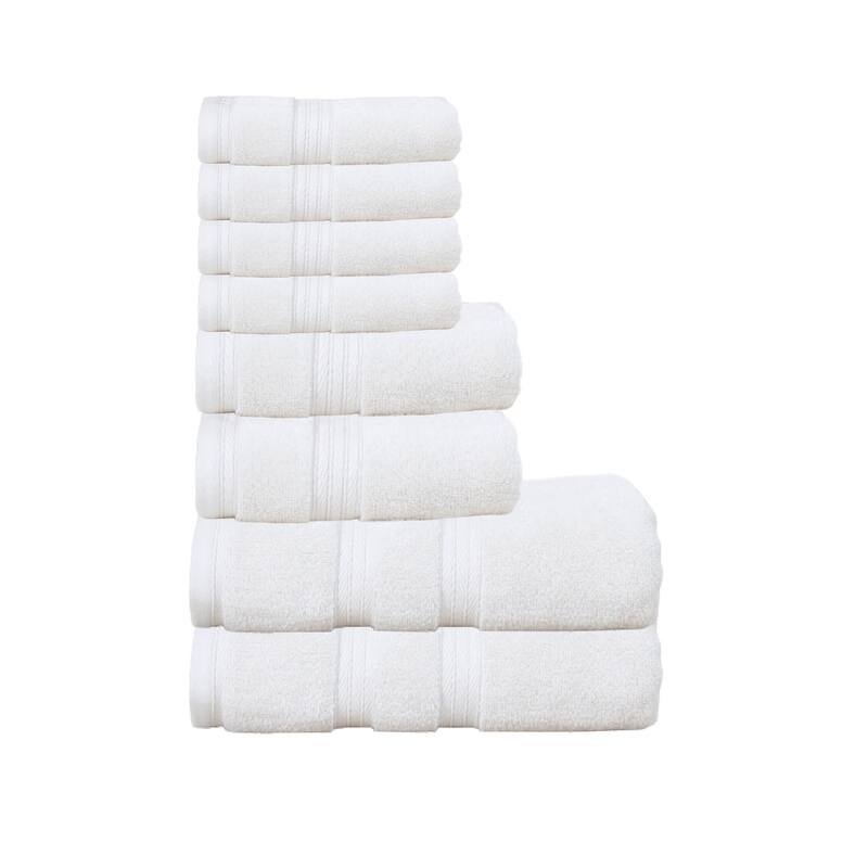 Home Weavers Elegance Essentials 550GSM Cotton Zero Twist Super Absorbent Bath Towel Set of 8