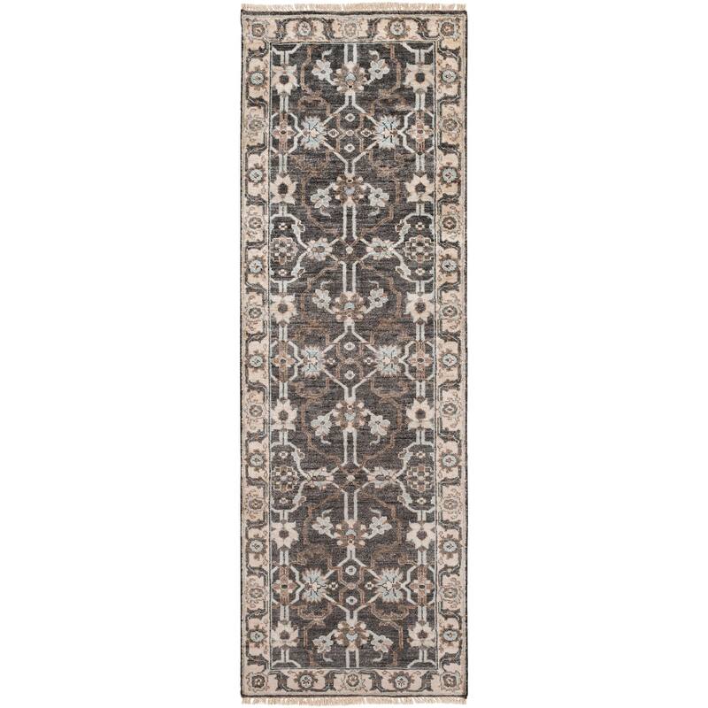Hand-Knotted Bingham Border Viscose Area Rug