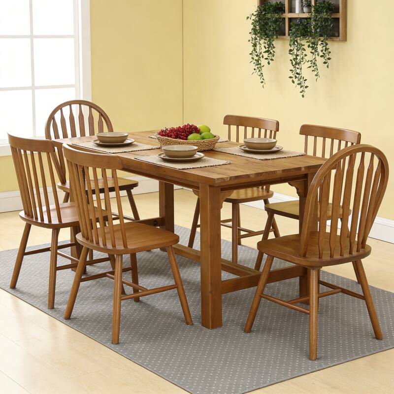 62.99" Farmhouse Solid Wood Dining Table, Seats 4-6, Rustic