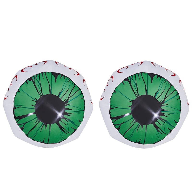 2-Pack 3ft Light-Up Halloween Inflatable Eyeballs for Indoor Outdoor Party Yard Decoration - 3-Feet