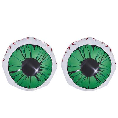 2-Pack 3ft Light-Up Halloween Inflatable Eyeballs for Indoor Outdoor Party Yard Decoration - 3-Feet