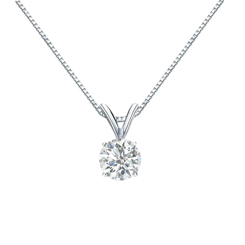 Auriya 14k Gold 1/2ctw Round Solitaire Diamond Necklace (H-I, SI1-SI2)
