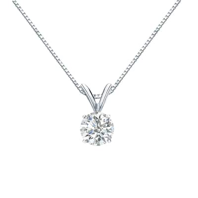 Auriya 14k Gold 1/2ctw Round Solitaire Diamond Necklace (H-I, SI1-SI2)
