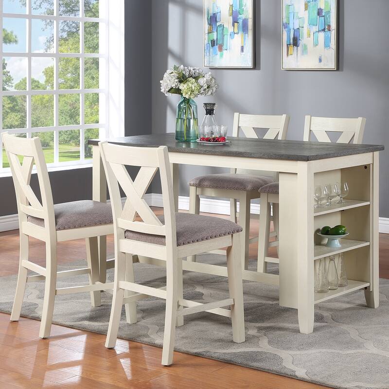 Rectangle Counter Height Dining Table in Grey and White - Grey/White