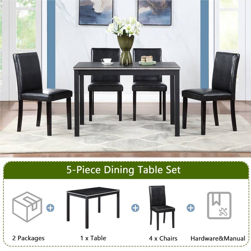 Wooden Dining Square Table, Kitchen Table for Small Space Counter Height Table