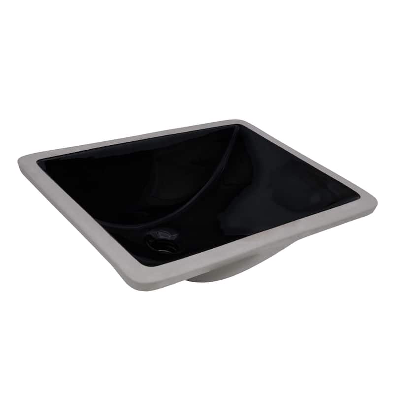 Ruvati 16 x 11-3/4 inch Undermount Bathroom Vanity Sink Black Rectangular Porcelain Ceramic - RVB0718BK