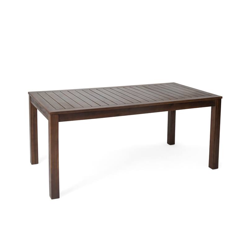 Roomfitters Solid Wood Dining Table, Rectangular Slatted Tabletop, Weather-Resistant Outdoor Patio Table, Dark Brown - Dark Brown