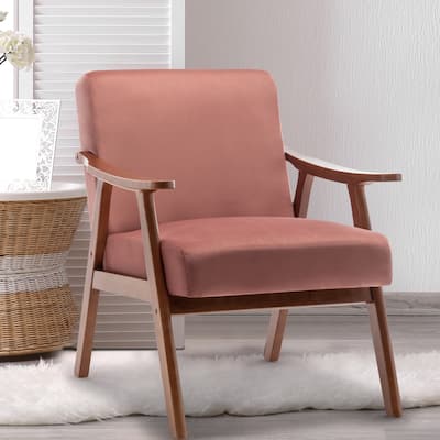 Mid-Century Modern Chair, Living Room Chair with Solid Wood Frame, Elegant Accent Chair