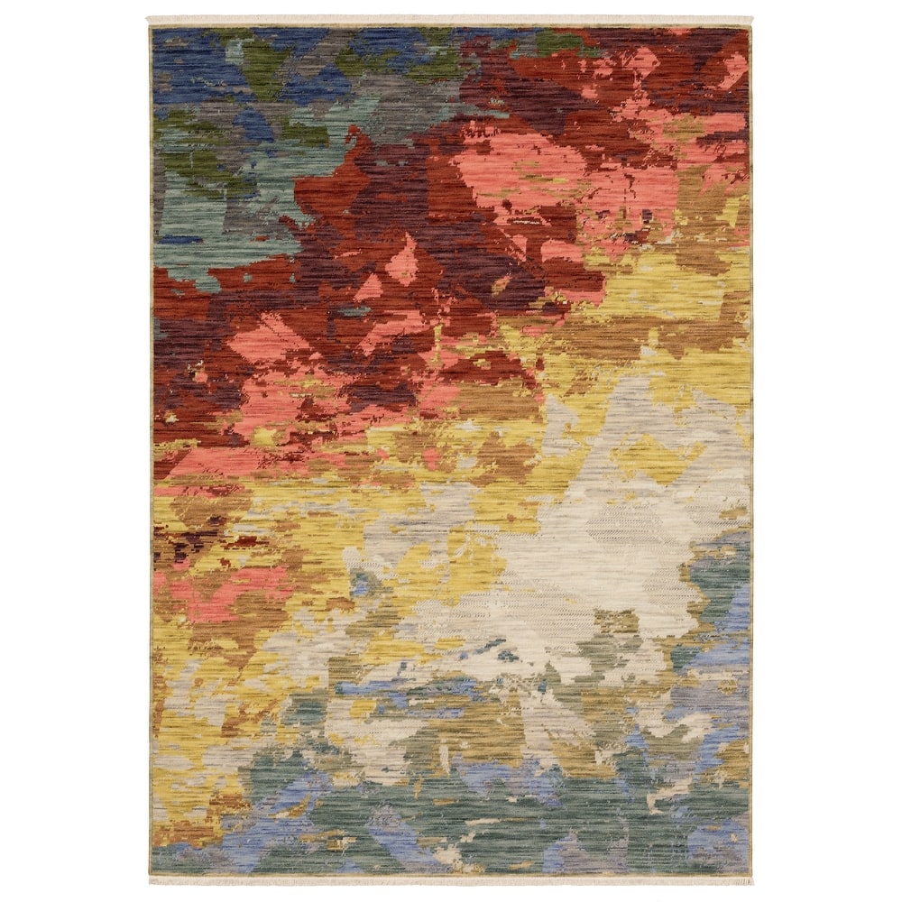 Style Haven Shiloh Abstract Horizons Beige/Multi Wool Blend Area Rug
