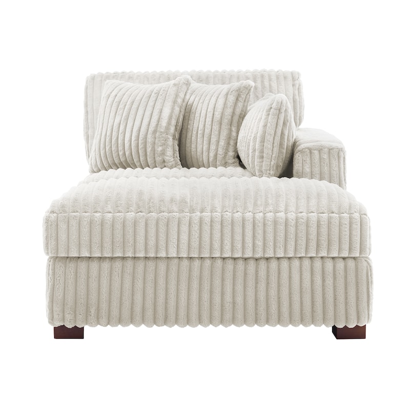 41" W Plush Corduroy Chaise Lounge with Pillows