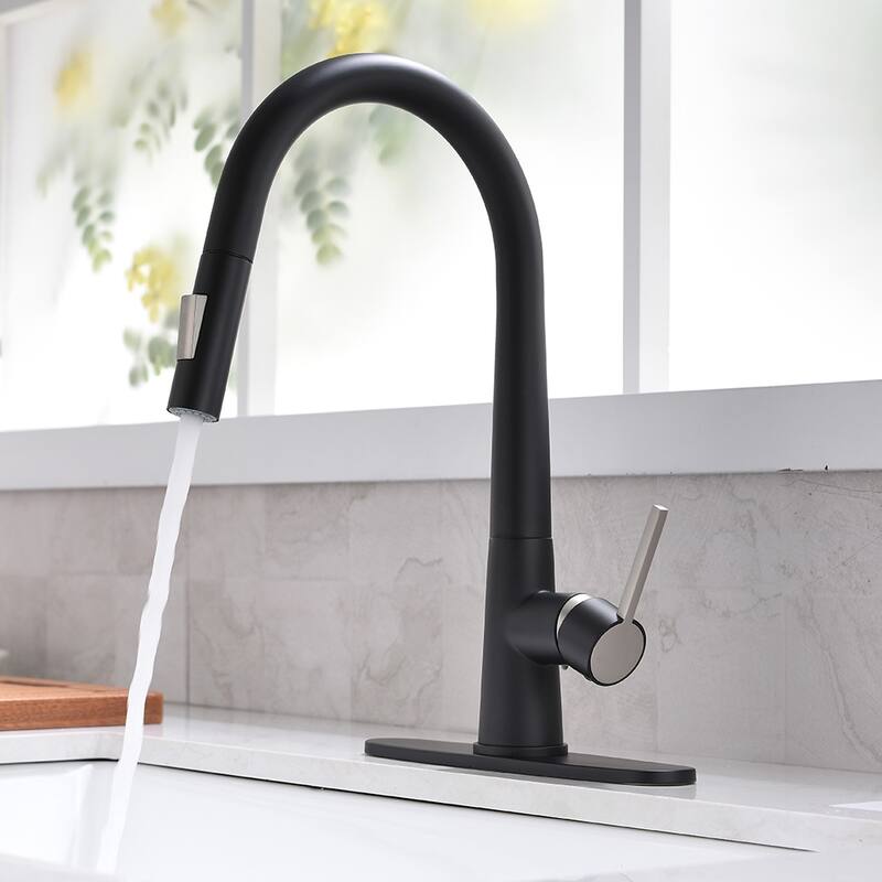 Touchless Kitchen Faucet with Pull Down Sprayer with Deck Plate