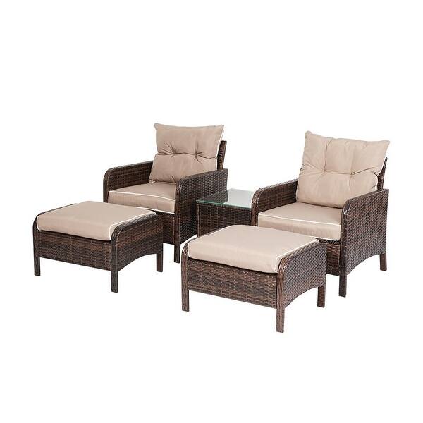 Amarantos 5 Pieces Patio Furniture Set Outdoor Wicker Rattan Chair And Ottoman Set With Cushions Side Table Overstock 31917662