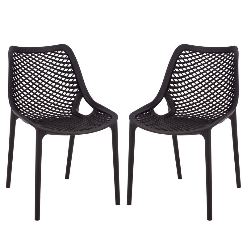 SAFAVIEH Outdoor Living Leila Dining Chair (Set of 2) - 20"W x 24"D x 32"H - Black