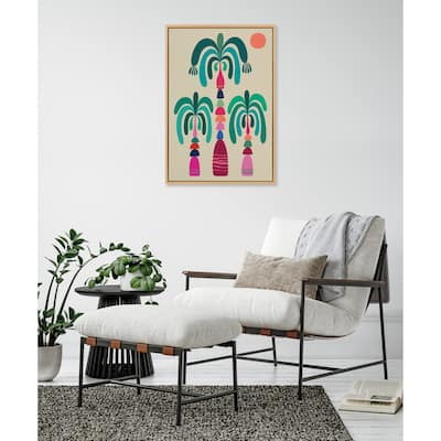 Kate and Laurel Sylvie MCM Palm Trees Framed Canvas by Rachel Lee