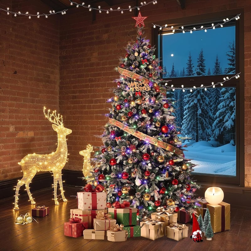 Automatic Expansion Snow Flocked Christmas Tree for Home Decor - N/A