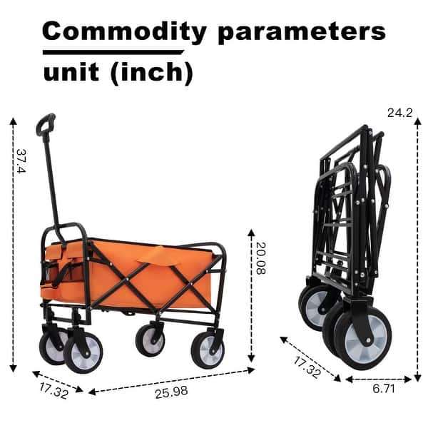 dimension image slide 5 of 6, Extention Collapsible Foldable Wagon Cart - N/A