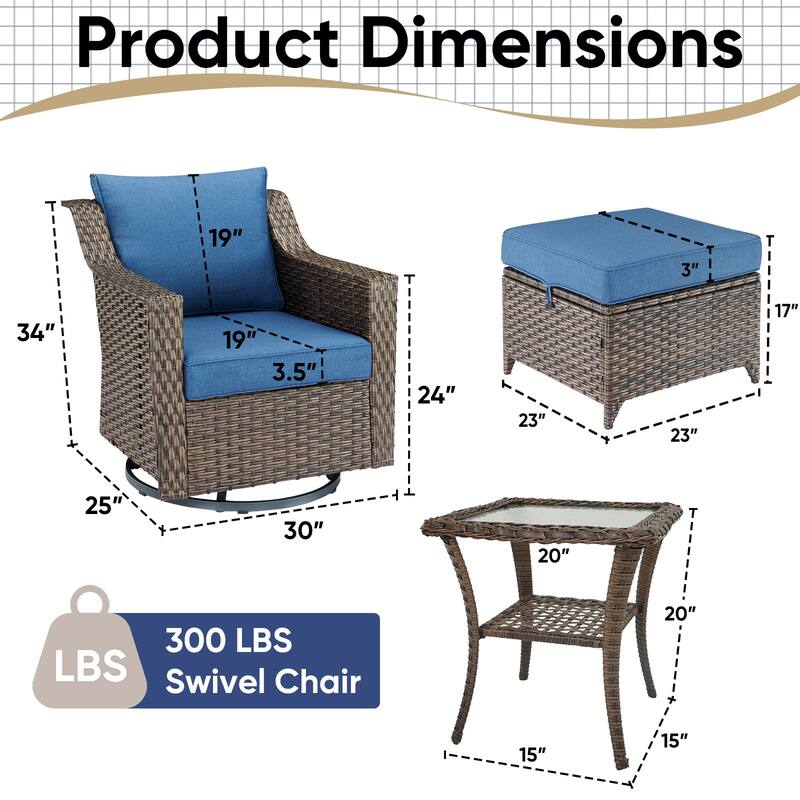 Pocassy All-Weather Rattan Patio Funiture Set