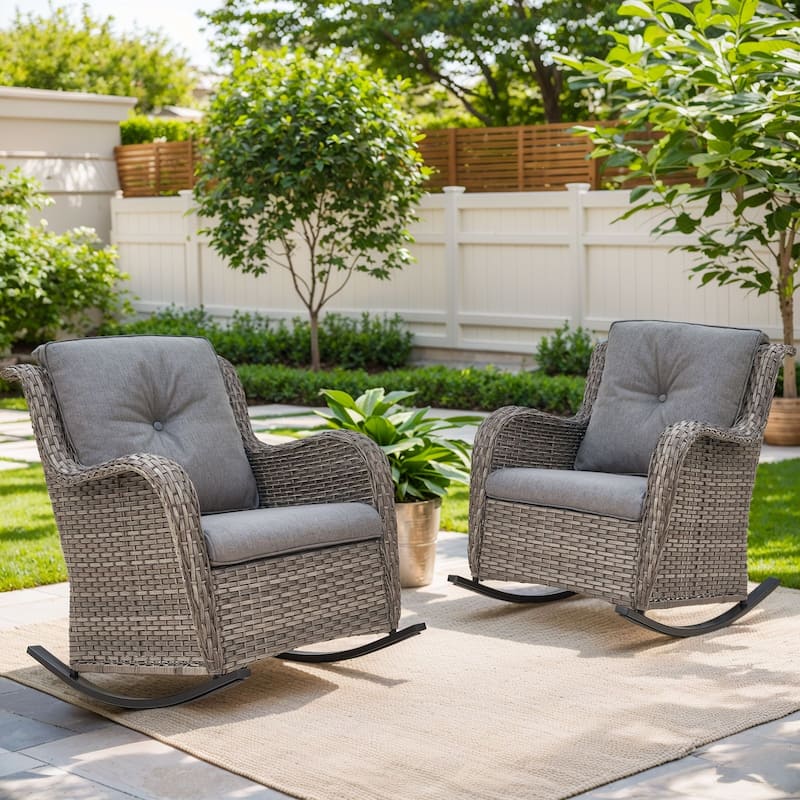 Patio Rocking Chair Outdoor Rocking Chairs Set of 2 - Grey - Grey