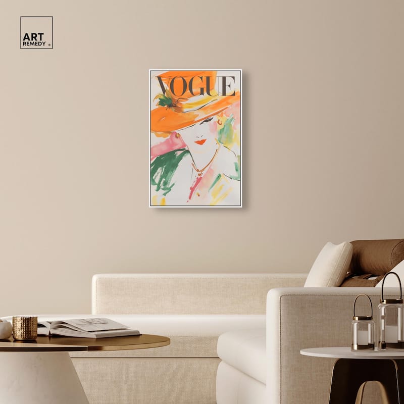 Woman in Hat Cover Canvas by Art Remedy