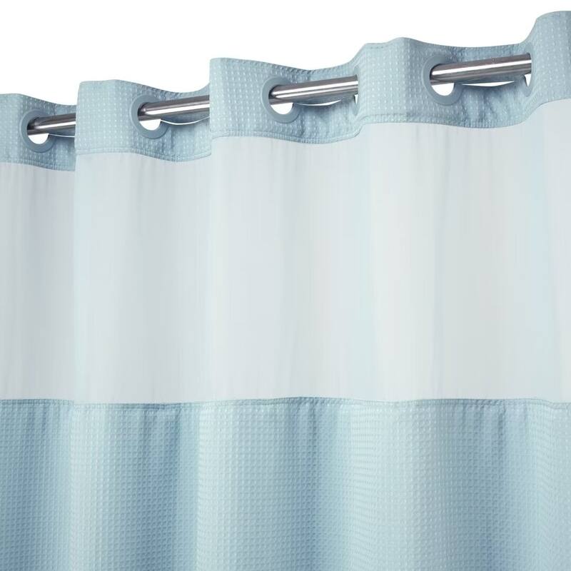 No Hook Waffle Weave Shower Curtain with Snap-in Liner