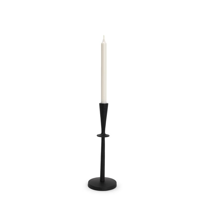 Qwin Matte Black Cast Aluminum Medium Candle Holder - 4.5 x 4.5 x 13