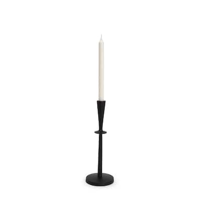 Qwin Matte Black Cast Aluminum Medium Candle Holder - 4.5 x 4.5 x 13
