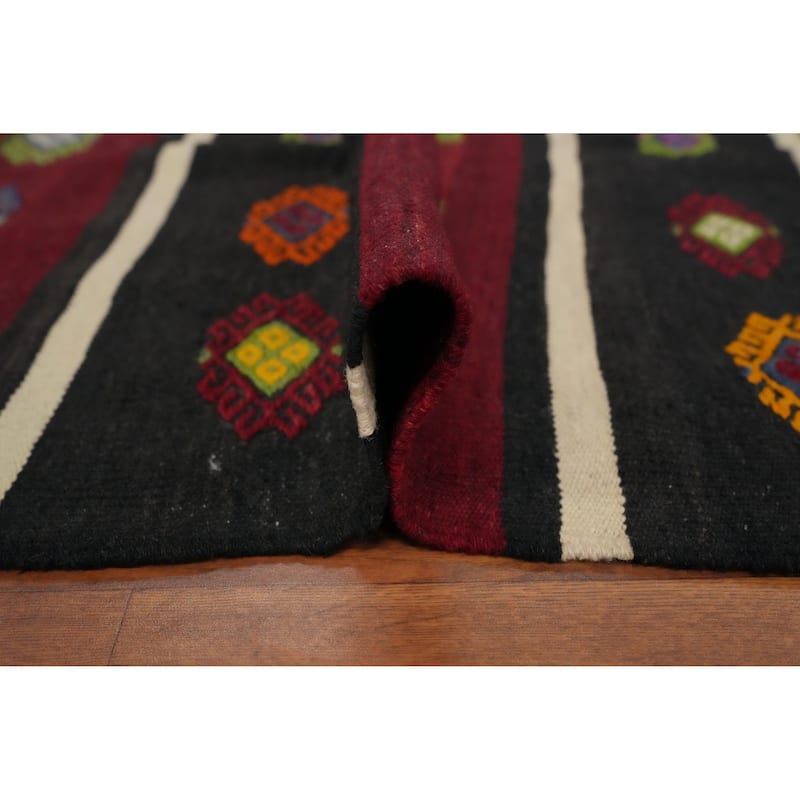 Hand Woven Oriental 100% Wool Carpet Southwestern Tribal Multi-Colored Kilim Area Rug - 10' 5'' X 5' 9''