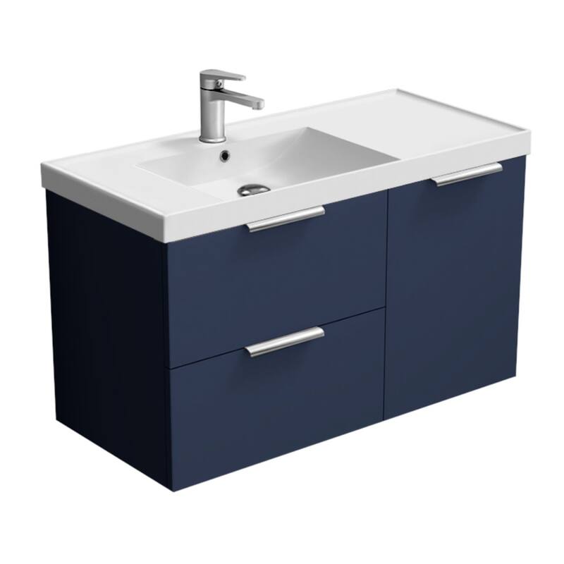 Nameeks Lisbon-3619-W Lisbon 36" Wall Mounted Single Basin Vanity Set - Night Blue / Chrome - Painted