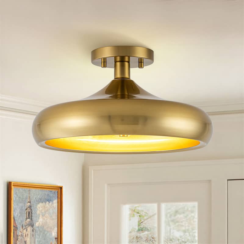 3-Light Industrial Antique Bronze Semi-Flush Mount Ceiling Light - Antique Bronze - 13.4-in W x 7.08-in H