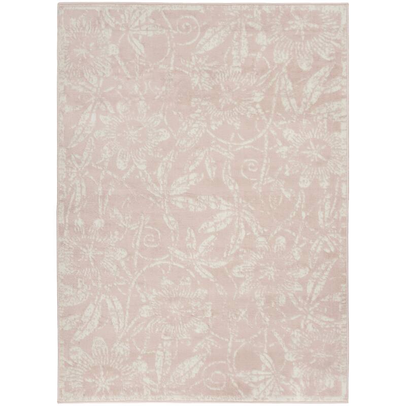 Focuq Power Loomed Distressed Floral Traditional Stain Resistant Area Rug By HomeRoots