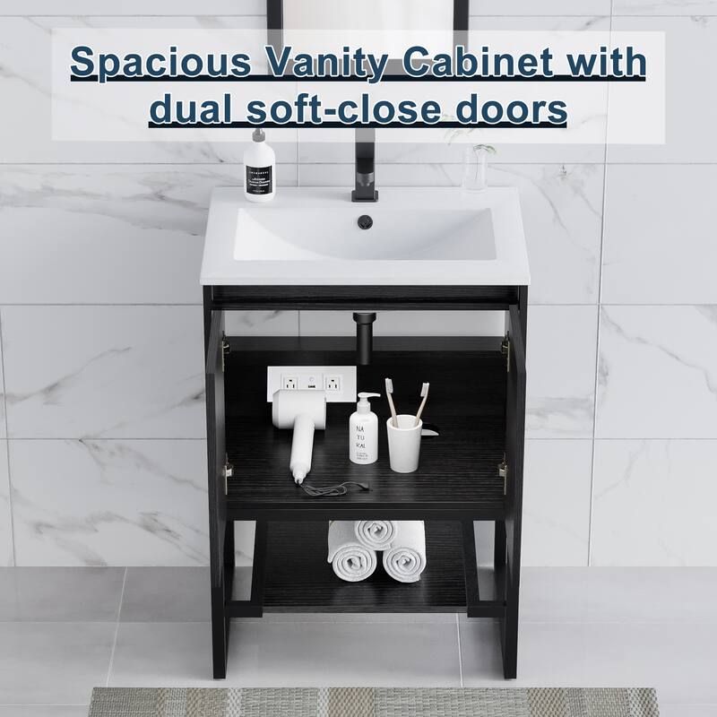 Bathroom Vanity Set Under-mount Ceramic Sink Combo Free Standing