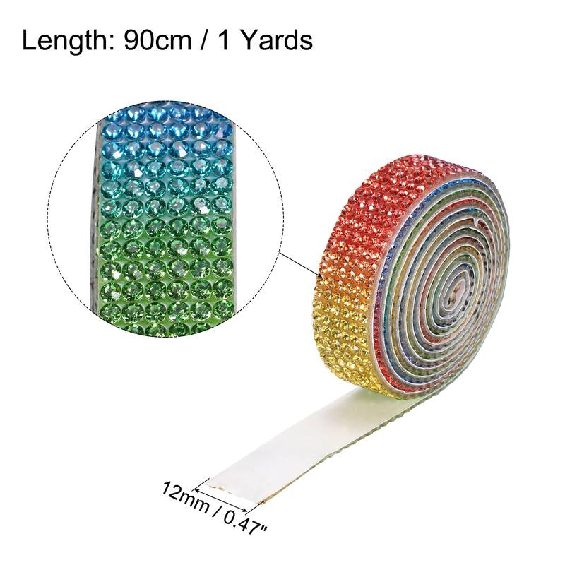 3 Roll 1 Yard 12mm Self Adhesive Crystal Ribbon - Red,Green,Blue,Yellow