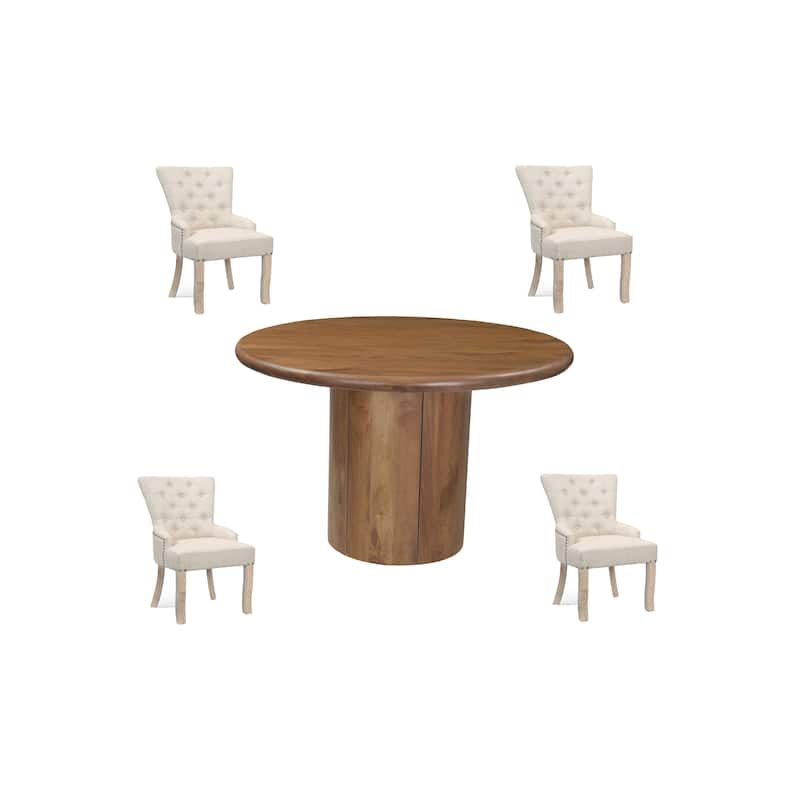 Ava 5-piece Solid Wood Dining Set - Dark Brown