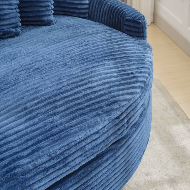 Oversized Fan-shaped Corduroy Couch, 2-piece Sectional Sofa with 4 & 8 Throw Pillows