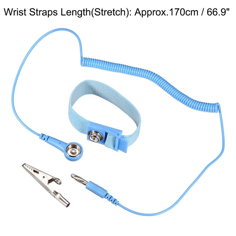 Anti Static Wrist Straps, Magnetic Tray Grounding Wire Alligator Clip Light Blue - 1.7m-1pcs - 1.7m-1pcs