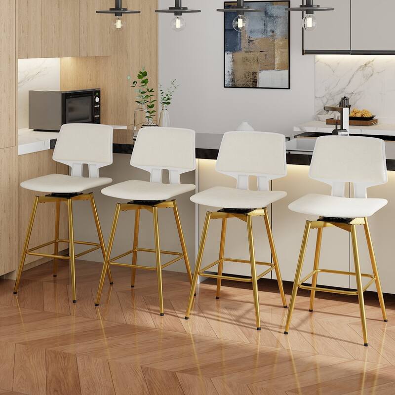 VECELO 2/4-Piece 360° Swivel PU Leather Bar Stools with Footrest Multi-Purpose Space-Saving Bar Stools for Small Apartments