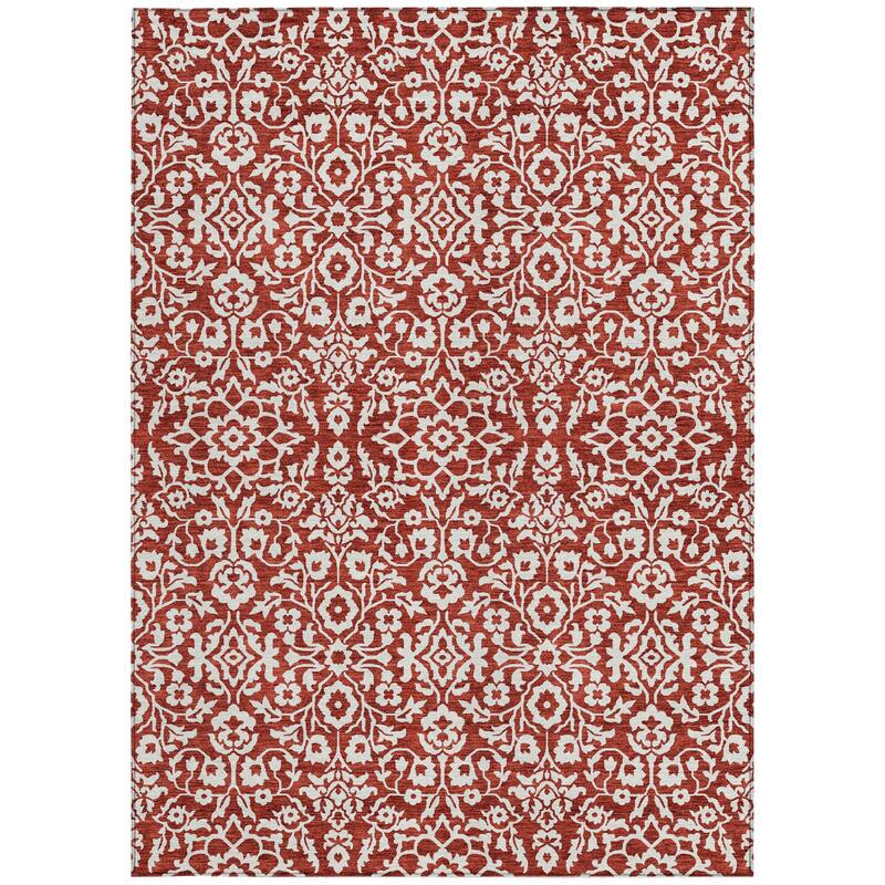 HomeRoots Damask Traditional Rectangle Outdoor Rug