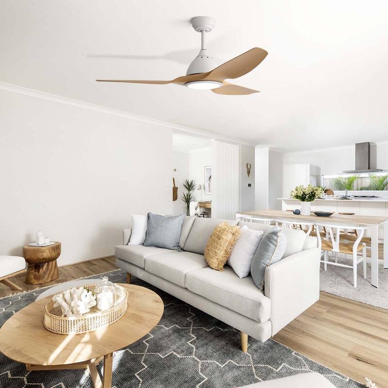 52 Inch Smart Ceiling Fan with Light Dimmable LED Ultra Quiet DC Motor for Large Rooms